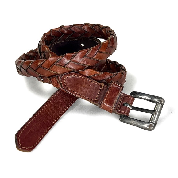 Gap Vintage Brown Big Braided Leather Belt - Picture 1 of 4